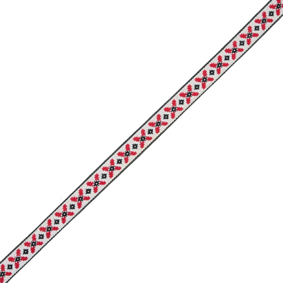 Jacquard | Black And Red German Jacquard Ribbon – 0.6" Jacquard Jacquard