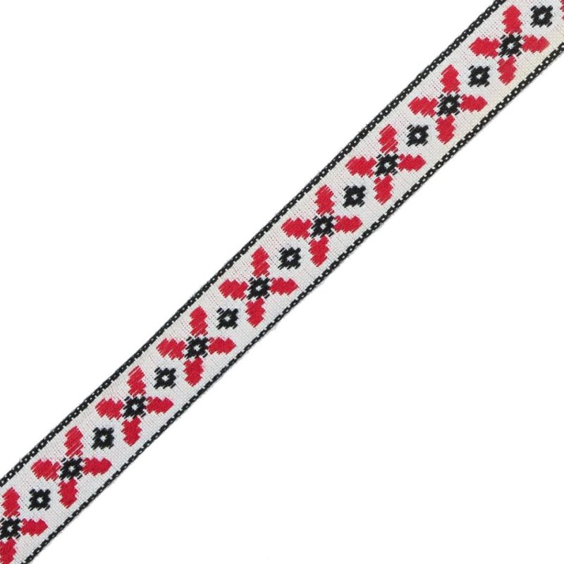 Jacquard | Black And Red German Jacquard Ribbon – 0.6" Jacquard Jacquard