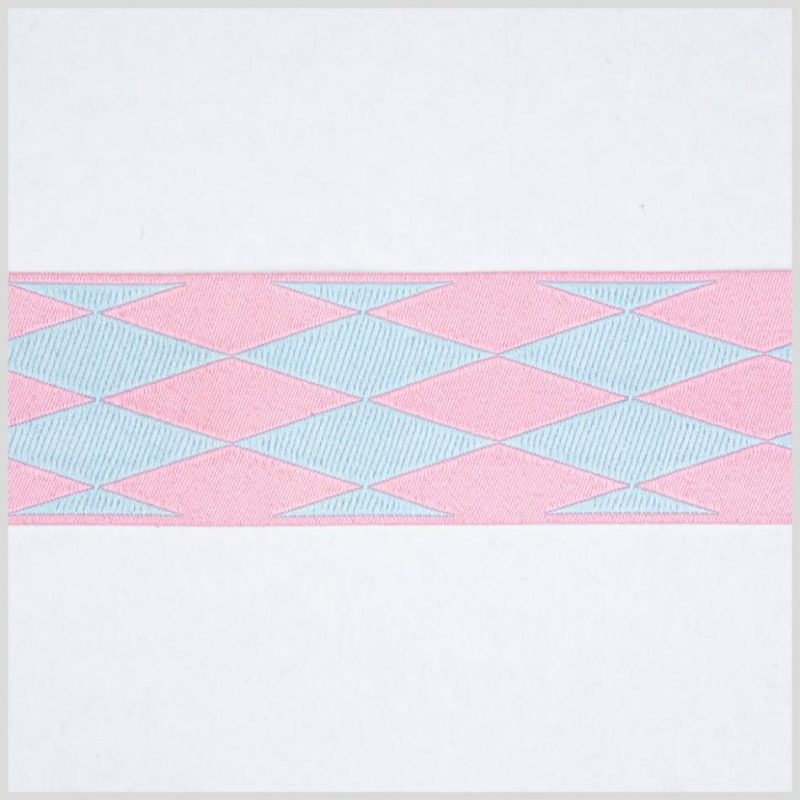 Jacquard | Hot Pink/Blue French Jacquard Ribbon Jacquard Hot Pink,Blue