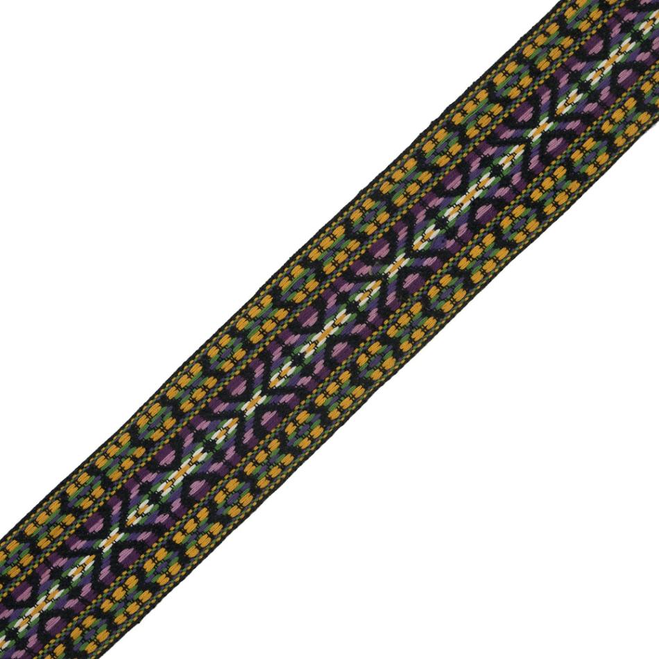 Jacquard | Mustard, Purple And Black Jacquard Ribbon – 2" Jacquard Jacquard