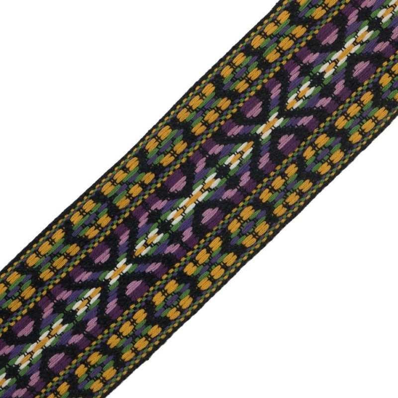 Jacquard | Mustard, Purple And Black Jacquard Ribbon – 2" Jacquard Jacquard