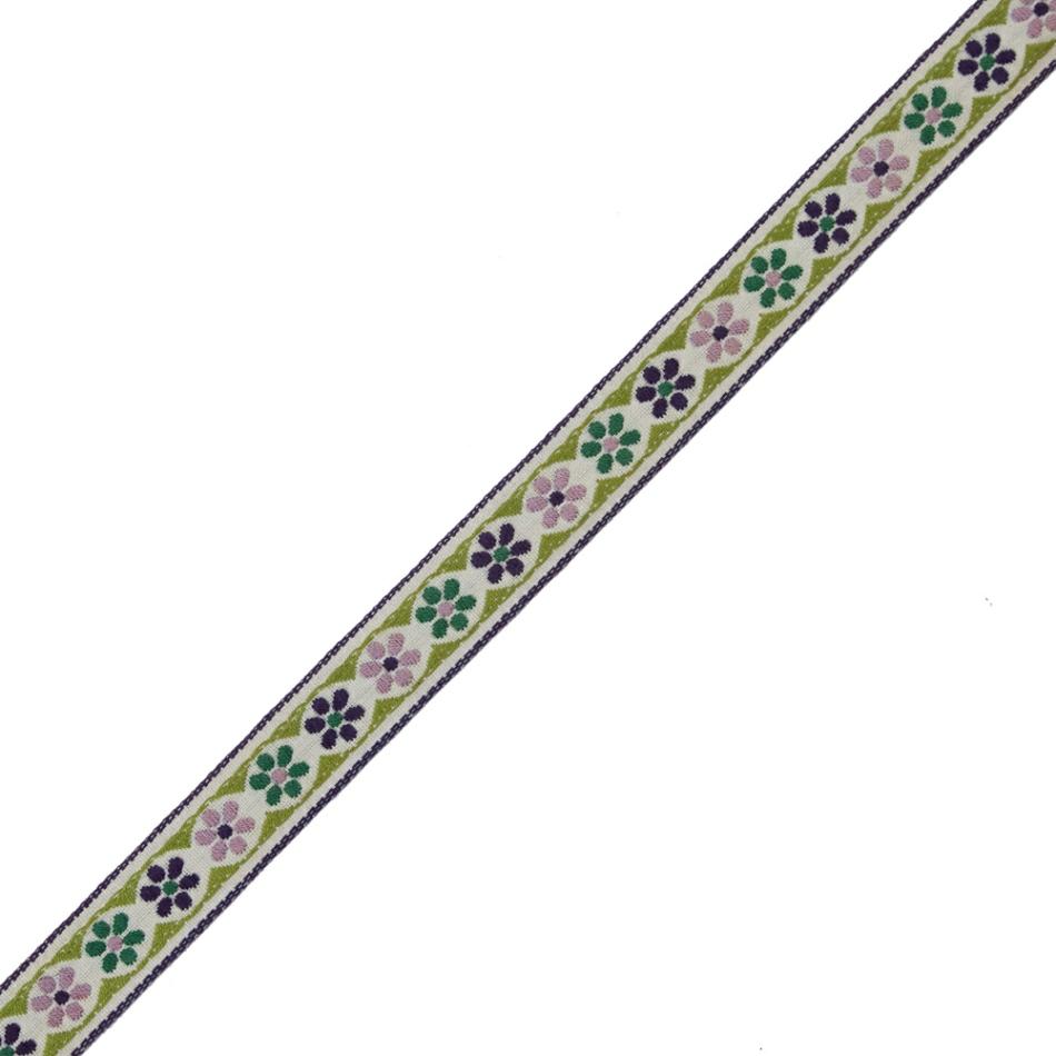 Jacquard | German Green And Lilac Floral Jacquard Ribbon – 0.75" Jacquard Jacquard