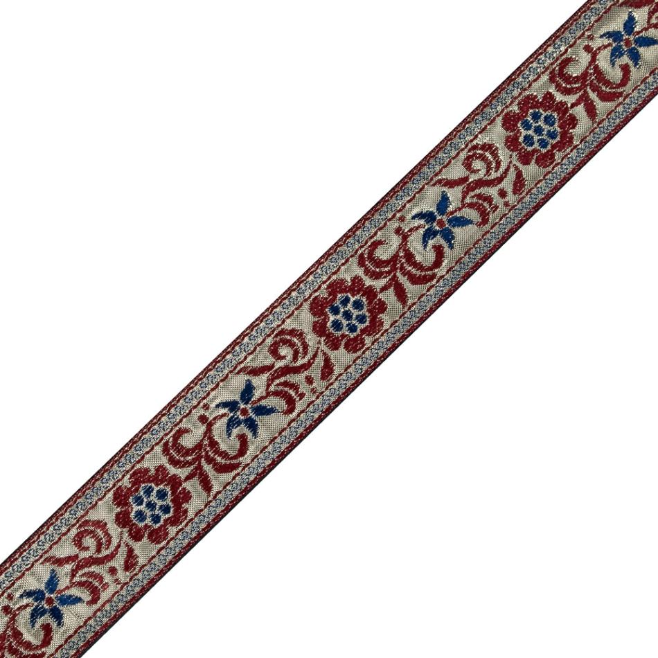 Jacquard | Metallic Gold And Red Floral Jacquard Ribbon – 1.5" Jacquard Jacquard