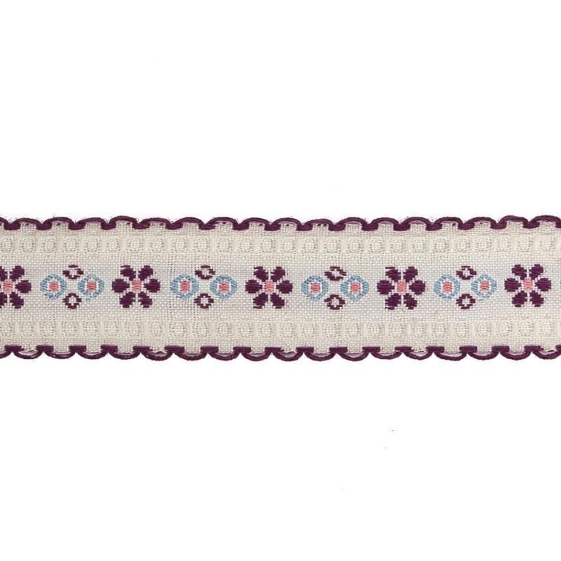 Jacquard | Purple, Airy Blue And Sugar Swizzle Floral German Jacquard Cotton Ribbon – 0.875" Jacquard Jacquard