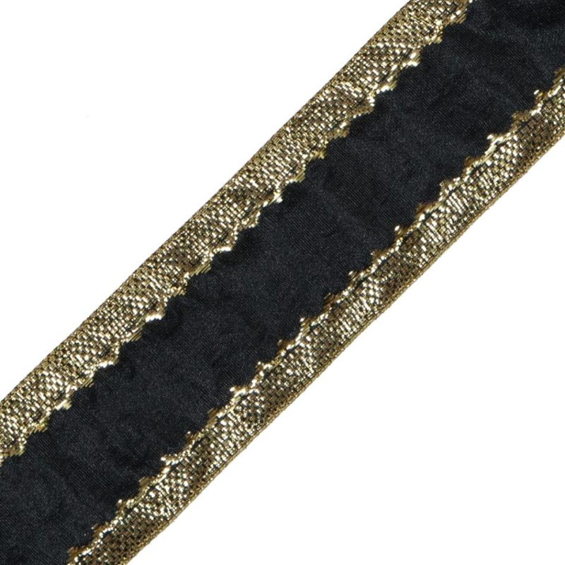 Metallic | Black And Gold Metallic Ribbon – 1.5" Metallic Black,Gold