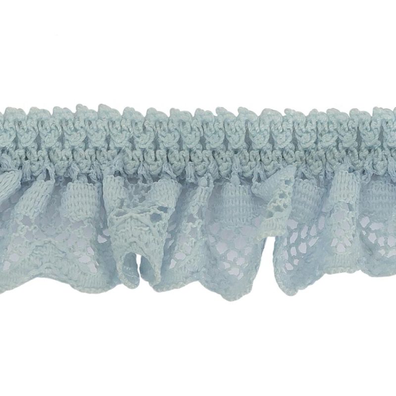 Pleated & Plisse | Baby Blue Ruffled Stretch Lace Trimming – 1" Pleated & Plisse Pleated & Plisse