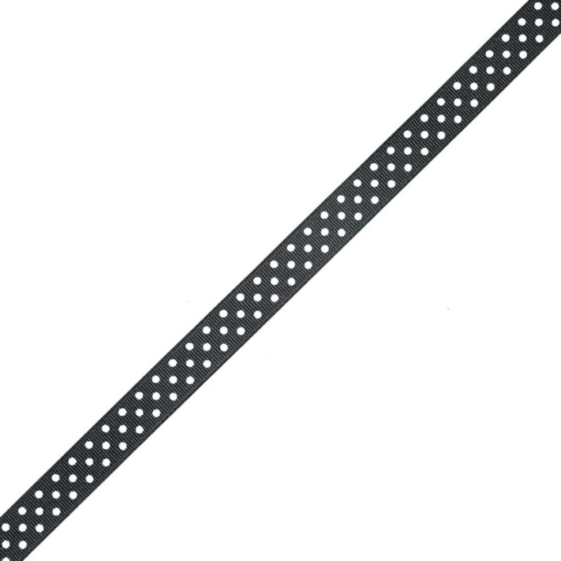 Printed | Black And White Polka Dotted Grosgrain Ribbon – 0.625" Grosgrain Black,White