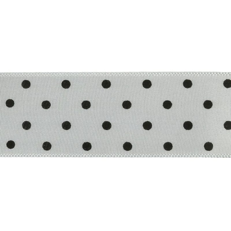 Printed | White And Black Polka Dot Satin Ribbon – 1" Printed Printed